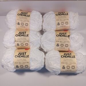 6 Skeins Premier Just Chenille Yarn in White